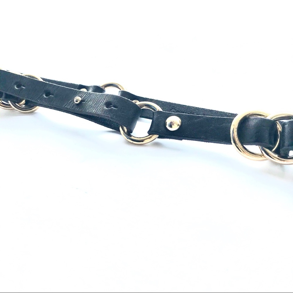 Tarnish Black Leather & Gold Hardware Belt XS/S